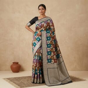 Rangbahar Meenakari Pure Katan Banarasi Silk Saree