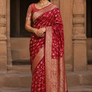 Sindoori Virasat Satin Silk Banarasi Saree