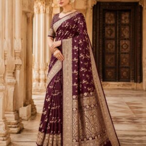 Rajsi Morni Garnet Pink Satin Saree